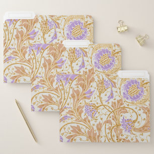 Walter Crane Arts and Crafts Purple Floral Art File Folder