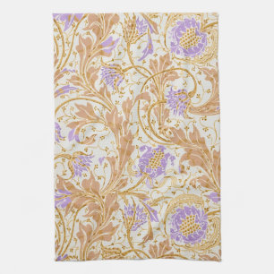 Walter Crane Arts and Crafts Purple Floral Art Kitchen Towel