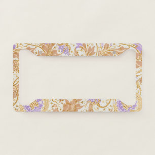 Walter Crane Arts and Crafts Purple Floral Art License Plate Frame