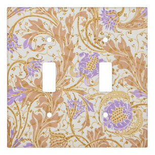 Walter Crane Arts and Crafts Purple Floral Art Light Switch Cover