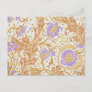 Walter Crane Arts and Crafts Purple Floral Art Postcard