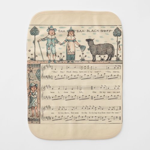 Walter Crane Baa Baa Black Sheep Nursery Rhyme  Baby Burp Cloth
