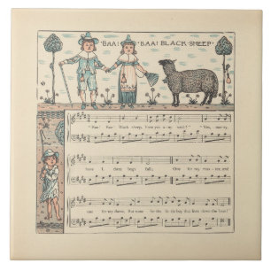 Walter Crane Baa Baa Black Sheep Nursery Rhyme  Ceramic Tile