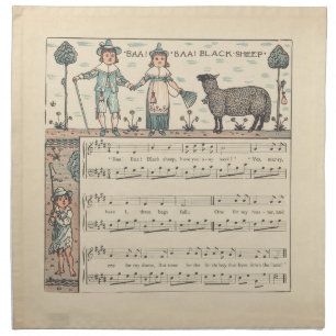 Walter Crane Baa Baa Black Sheep Nursery Rhyme Cloth Napkin