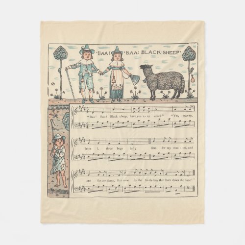 Walter Crane Baa Baa Black Sheep Nursery Rhyme Fleece Blanket