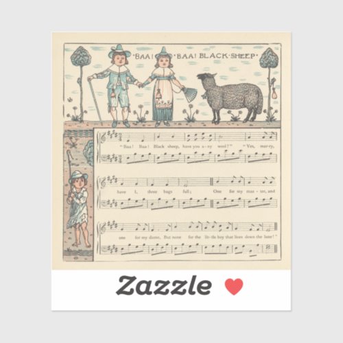 Walter Crane Baa Baa Black Sheep Nursery Rhyme  Sticker
