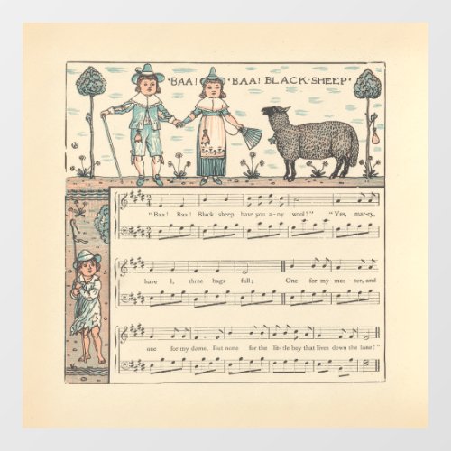 Walter Crane Baa Baa Black Sheep Nursery Rhyme  Window Cling