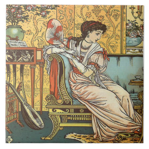 Walter Crane Beauty & Beast Repro Beauty Tile