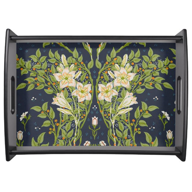 Walter Crane Berried Branches with White Lilies Serving Tray (Front)