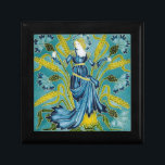 Walter Crane Blue Cornflower Arts and Crafts Gift Box<br><div class="desc">This enchanting illustration, "The Cornflower", is a classic work by Walter Crane, a premier figure in the Arts and Crafts movement. Part of his renowned Flora's Retinue series, the piece personifies nature through a graceful maiden dressed in deep blue petals. She stands amidst golden ears of corn and vibrant blue...</div>