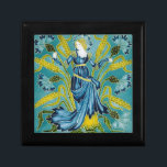 Walter Crane Blue Cornflower Arts and Crafts Gift Box<br><div class="desc">This enchanting illustration, "The Cornflower", is a classic work by Walter Crane, a premier figure in the Arts and Crafts movement. Part of his renowned Flora's Retinue series, the piece personifies nature through a graceful maiden dressed in deep blue petals. She stands amidst golden ears of corn and vibrant blue...</div>