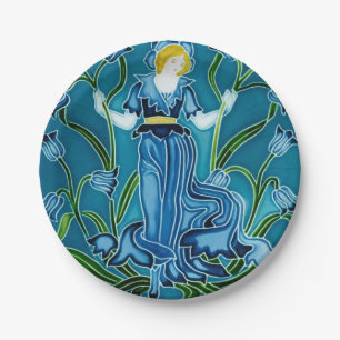 Walter Crane Bluebell Art Nouveau Flower Maiden Paper Plates