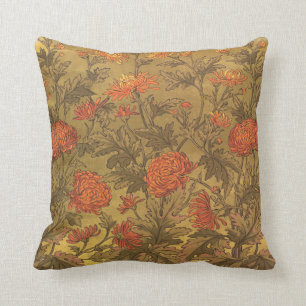 Walter Crane Chrysanthamums Victorian Pillow