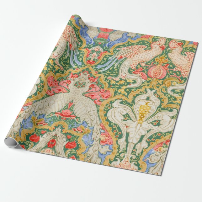 Walter Crane Cockatoo Bird Garden Wrapping Paper (Unrolled)