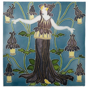 Walter Crane Columbine Art Nouveau Purple Flower Cloth Napkin