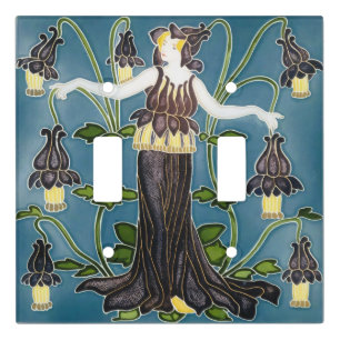 Walter Crane Columbine Art Nouveau Purple Flower Light Switch Cover