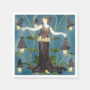 Walter Crane Columbine Art Nouveau Purple Flower Napkins