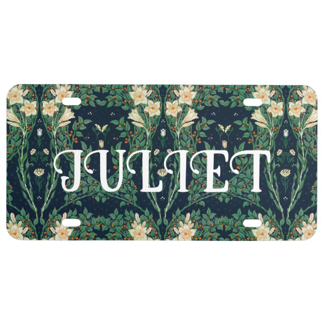 Walter Crane "Francesca" Botanical License Plate (Front)