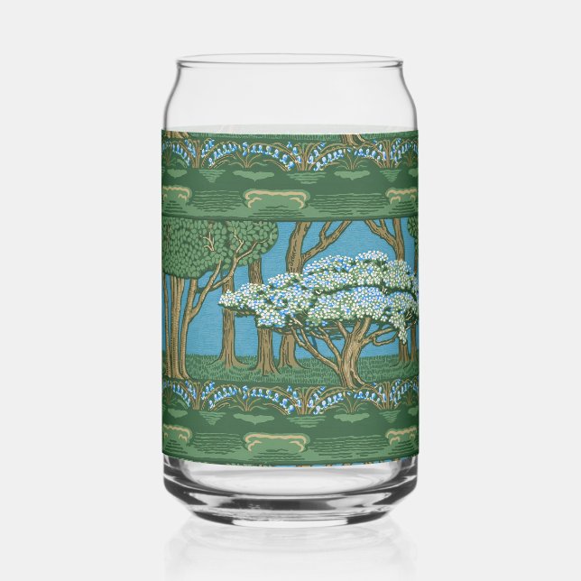 Walter Crane May Tree Wallpaper Green Blue Can Glass (Front)