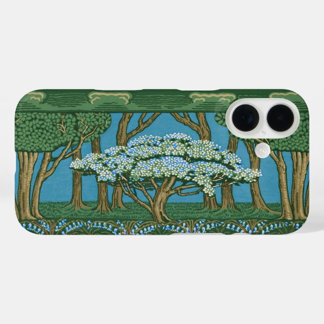 Walter Crane May Tree Wallpaper Green Blue Case-Mate iPhone Case (Back (Horizontal))