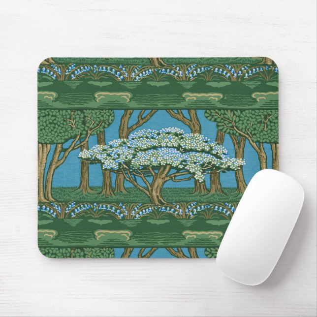 Walter Crane May Tree Wallpaper Green Blue Mouse Pad (With Mouse)