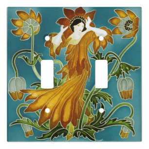 Walter Crane Orange Tulip Art Nouveau Floral Light Switch Cover