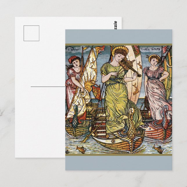 Walter Crane Ships,Graceful Ladies,Art Nouveau Postcard (Front/Back)