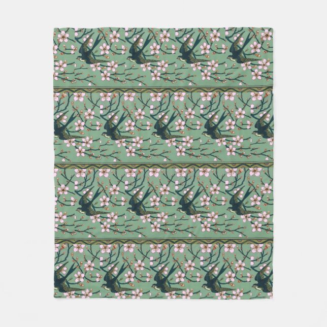 Walter Crane Swallows and Almonds Fleece Blanket (Front)