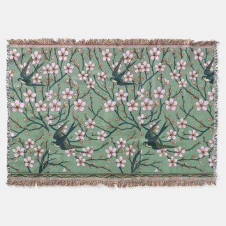 Walter Crane Swallows and Almonds Throw Blanket