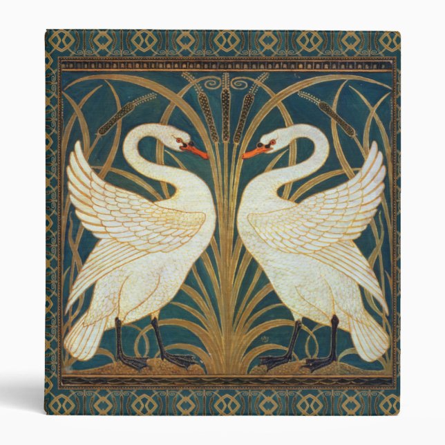 Walter Crane Swan, Rush And Iris Art Nouveau 3 Ring Binder (Front)