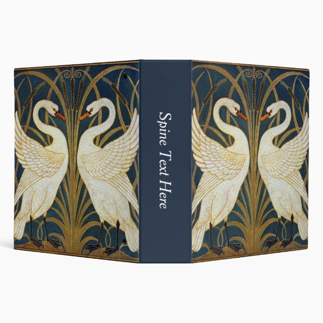 Walter Crane Swan  Rush And Iris Art Nouveau 3 Ring Binder (Background)