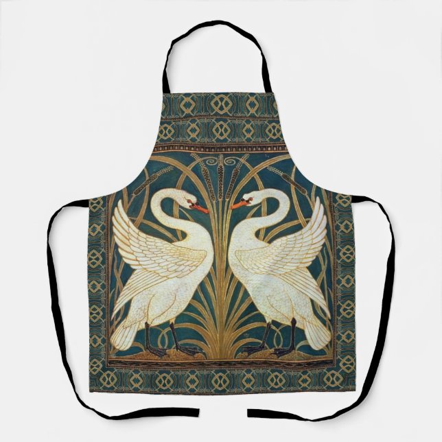 Walter Crane Swan, Rush And Iris Art Nouveau  Apron (Front)