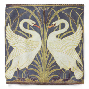 Walter Crane Swan, Rush And Iris Art Nouveau Bandana