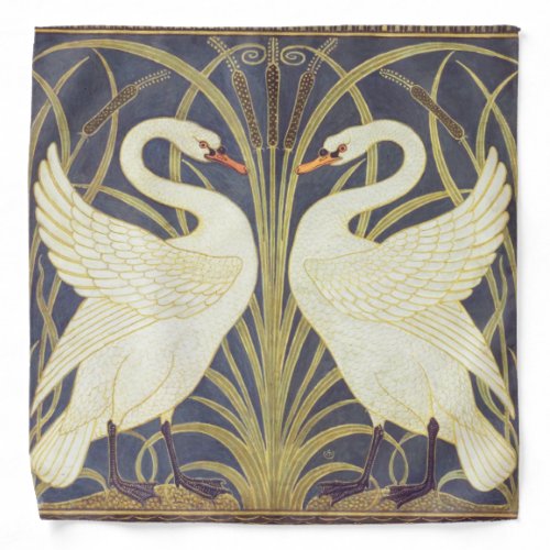 Walter Crane Swan Rush And Iris Art Nouveau Bandana