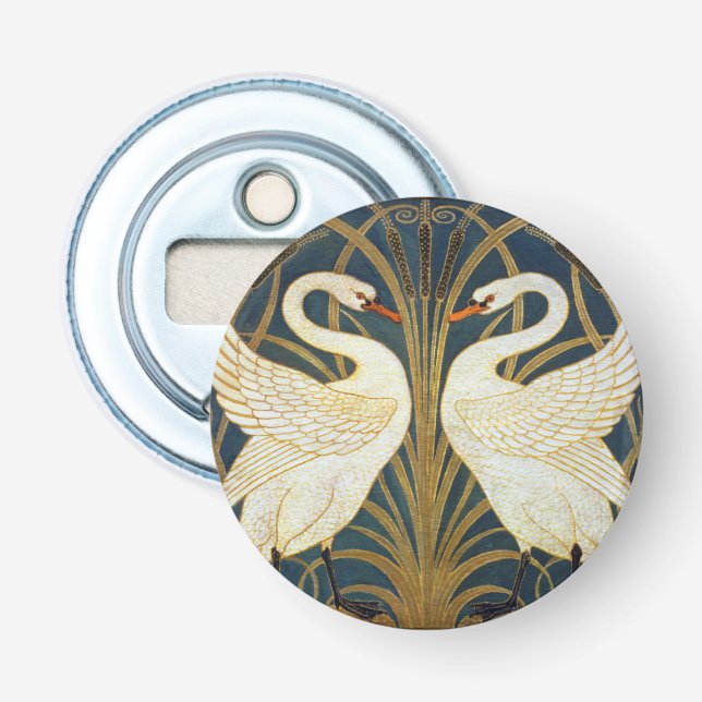 Walter Crane Swan  Rush And Iris Art Nouveau Bottle Opener (Front)