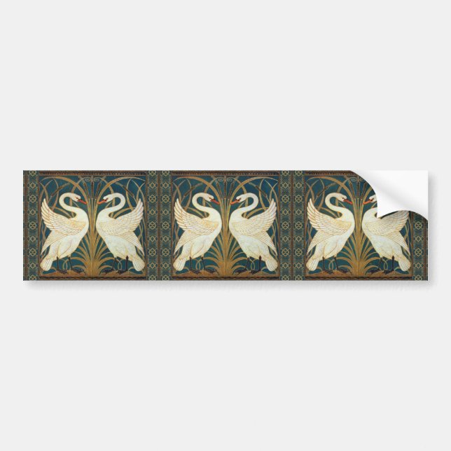 Walter Crane Swan, Rush And Iris Art Nouveau Bumper Sticker (Front)