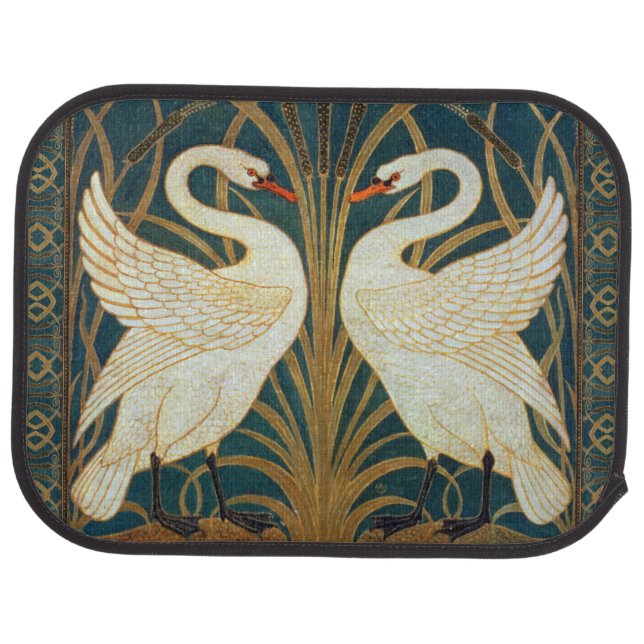 Walter Crane Swan, Rush And Iris Art Nouveau Car Mat (Rear)