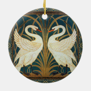 Walter Crane Swan, Rush And Iris Art Nouveau Ceramic Ornament