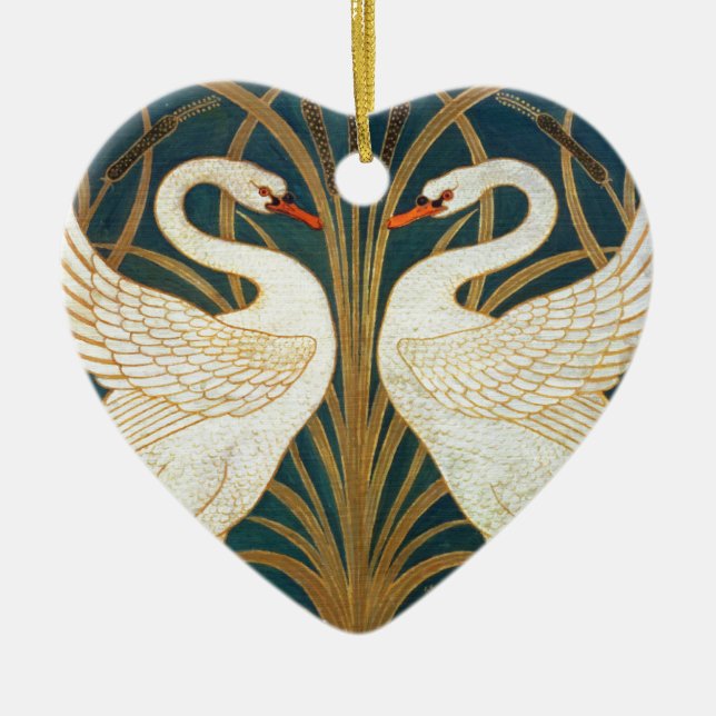 Walter Crane Swan, Rush And Iris Art Nouveau Ceramic Ornament (Front)