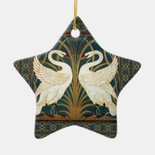 Walter Crane Swan, Rush And Iris Art Nouveau Ceramic Ornament