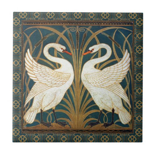 Walter Crane Swan Rush And Iris Art Nouveau Ceramic Tile