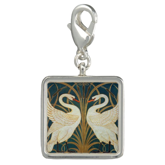 Walter Crane Swan, Rush And Iris Art Nouveau Charm (Front)