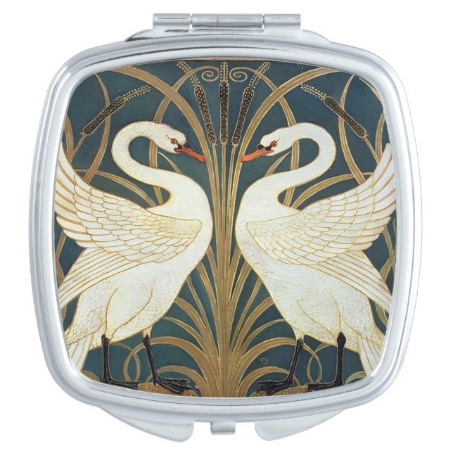 Walter Crane Swan, Rush And Iris Art Nouveau  Compact Mirror (Front)
