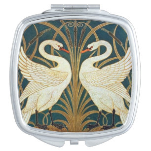Walter Crane Swan, Rush And Iris Art Nouveau Compact Mirror