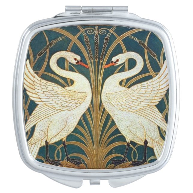 Walter Crane Swan, Rush And Iris Art Nouveau  Compact Mirror (Front)