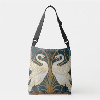Walter Crane Swan  Rush And Iris Art Nouveau Crossbody Bag by artfoxx at Zazzle