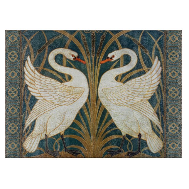 Walter Crane Swan, Rush And Iris Art Nouveau Cutting Board (Front)