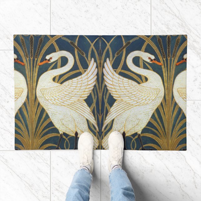 Walter Crane Swan  Rush And Iris Art Nouveau Doormat (Indoor)