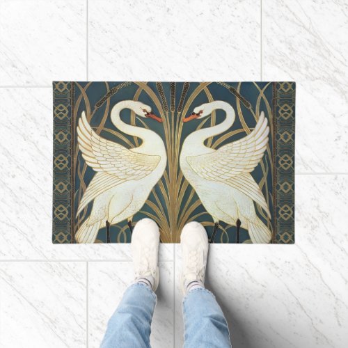 Walter Crane Swan Rush And Iris Art Nouveau  Doormat