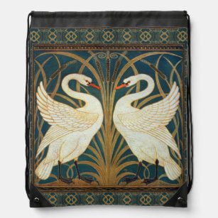 Walter Crane Swan, Rush And Iris Art Nouveau Drawstring Bag